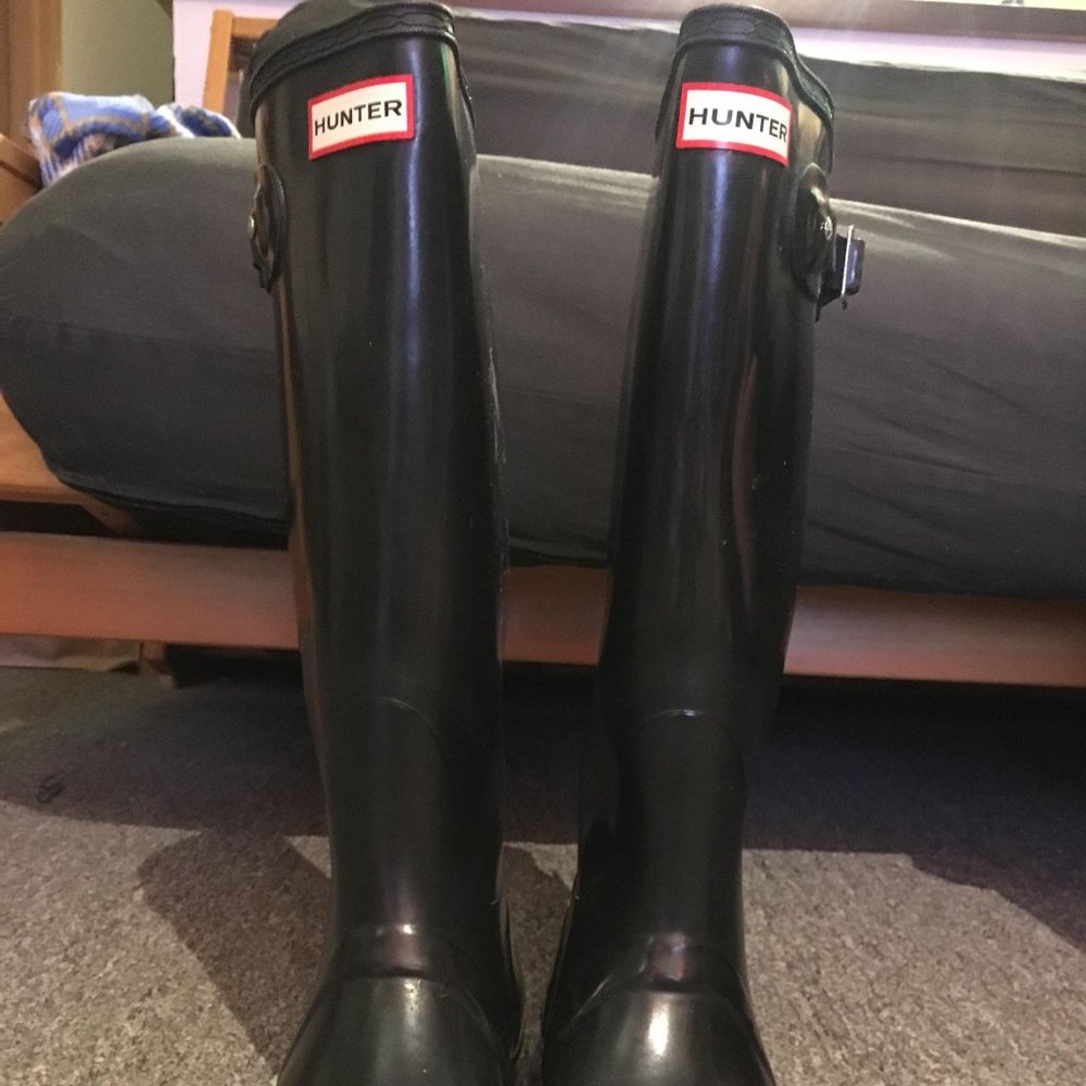 Hunter Original Tall Gloss Rain Boots, Black